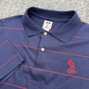 Vintage Disney Wear Mickey Mouse Polo Shirt Mens's Size Large Blue Red Striped